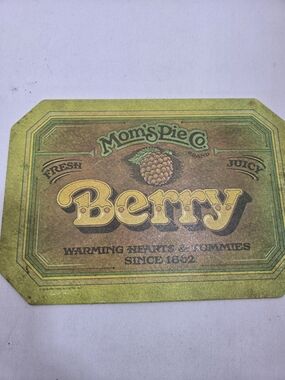 Vintage Ballonoff DecorWare Metal Hot Dish Mat "Mom's Pie Co. Berry" Tin Trivet